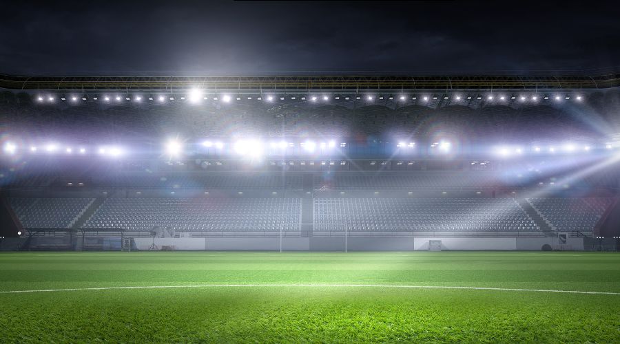 5700K LED stadium lighting illuminating sports field at night